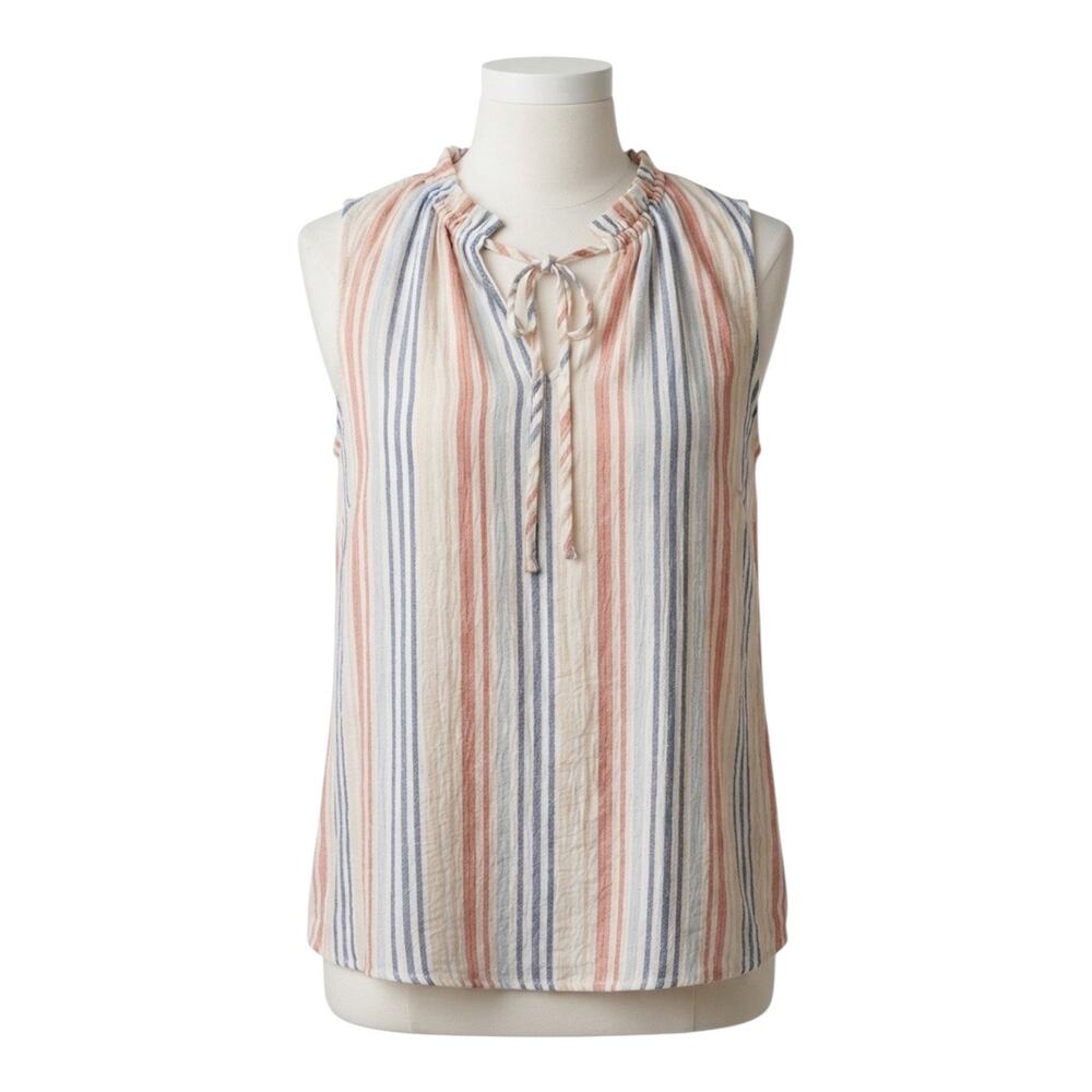 Torrid Sleeveless Striped Tank Top Plus Size 0 Tie Neck Boho Casual Lightweight